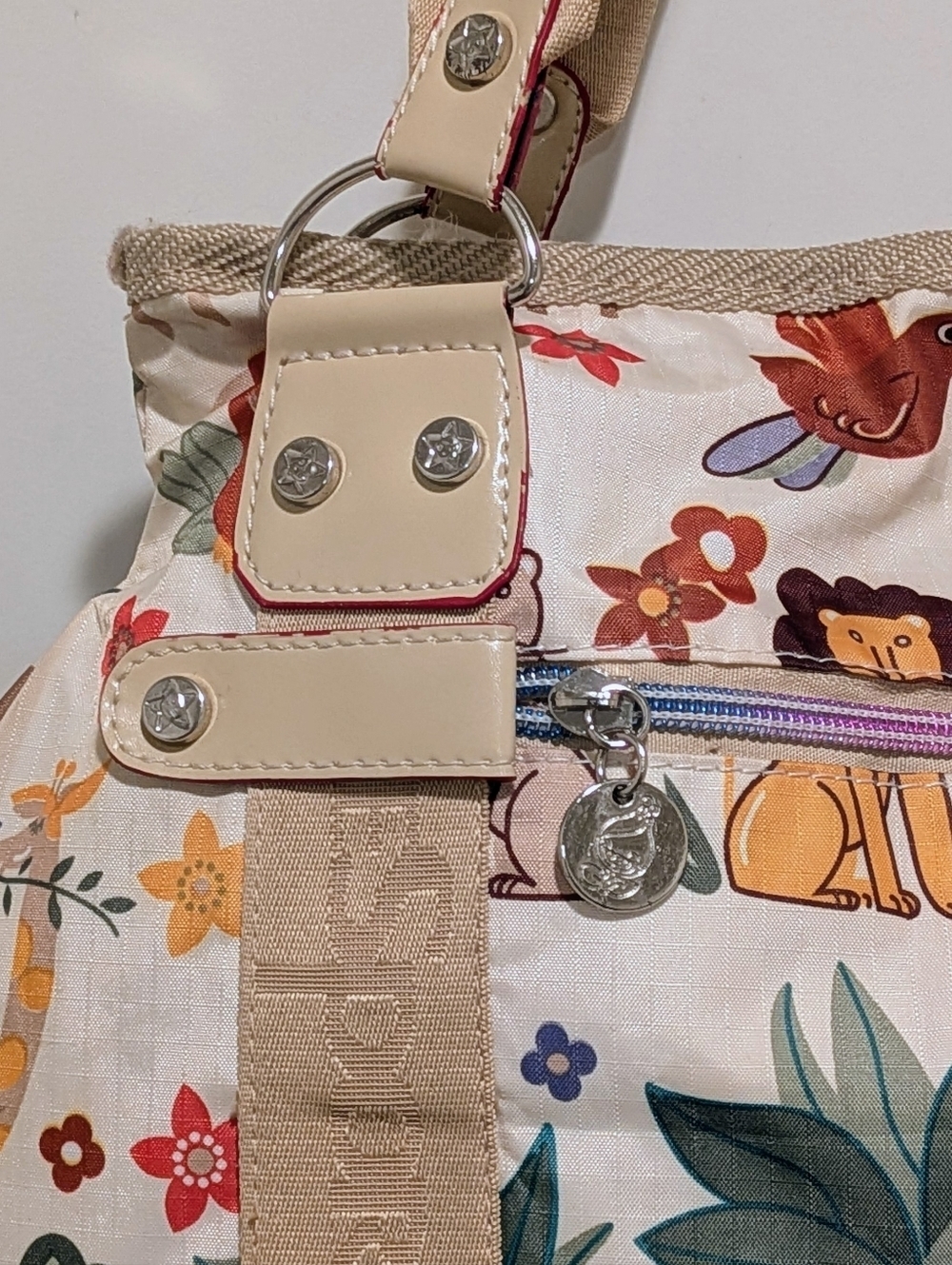 EUC LeSportSac x Tokidoki Animal Floral Print Shoulder Bag with Floral Lining - Picture 2 of 13
